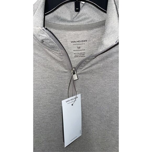 Van Heusen Performance Regular Fit Men’s Quarter Zip, Gray Size Medium NWT - Picture 2 of 3